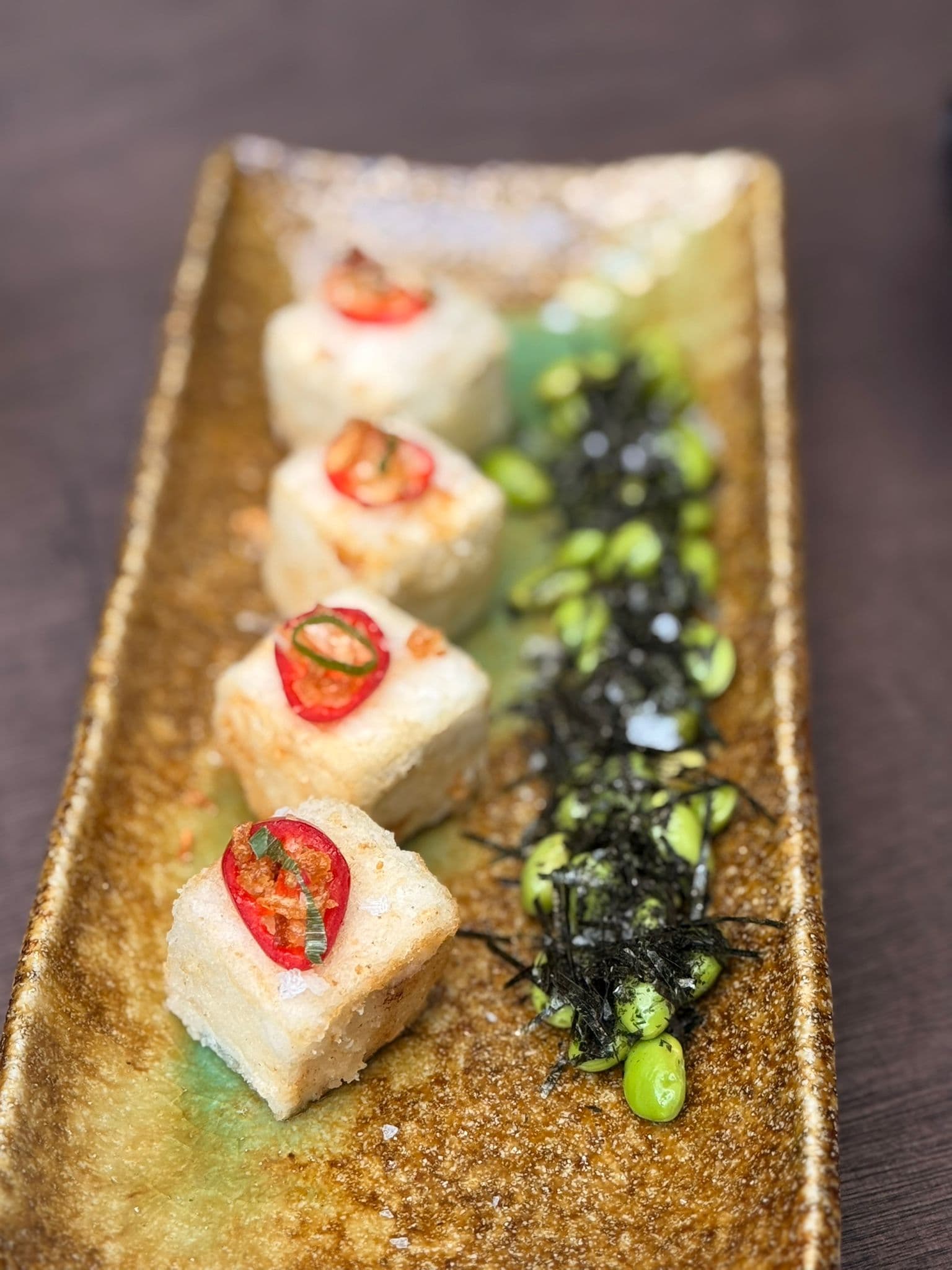 Kaze Lounge crispy tofu with chilli and edamame